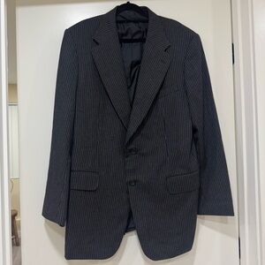 Gucci Tom Ford-era Pinstripe 100% Wool Blazer Suit Jacket Black Size 54L US 44